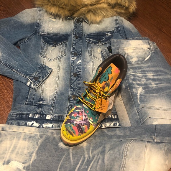 Smoke rise men denim 2 piece - Picture 4 of 6